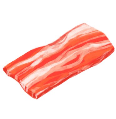 Raw Pork belly slice Korean BBQ food digital hand painting illustration