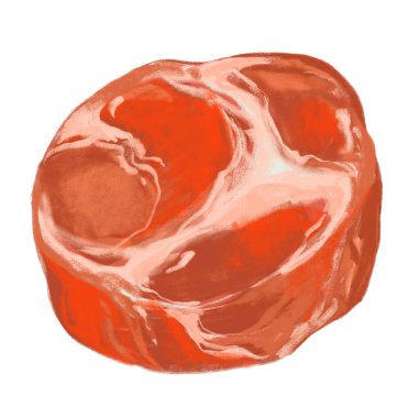 Raw Pork belly slice Korean BBQ food digital hand painting illustration