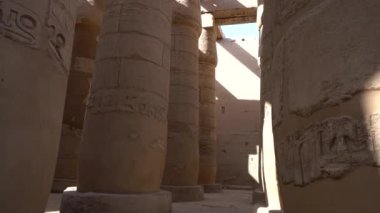 Great hall columns pillars and beams huge structure in Karnak Temple Luxor Egypt historical site