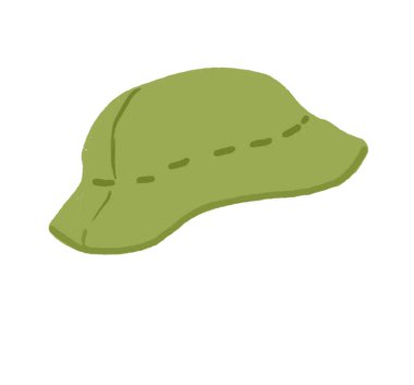 large green Summer hat head accessory hand drawing illustration