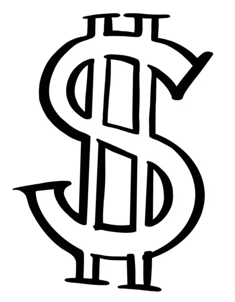 お金ドル記号アイコン財政収入現金抽象的な手描きイラストアート — ストック写真
