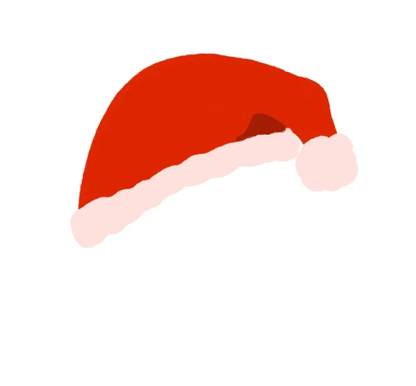 Noel Baba Maddesi Kırmızı Şapka Elementi Çizimi Resim Sanatı — Stok fotoğraf