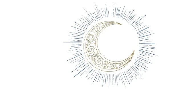 Sternennacht Mond Sterne Nachthimmel Dekorativ Gold Blau Ornament Illustration — Stockfoto