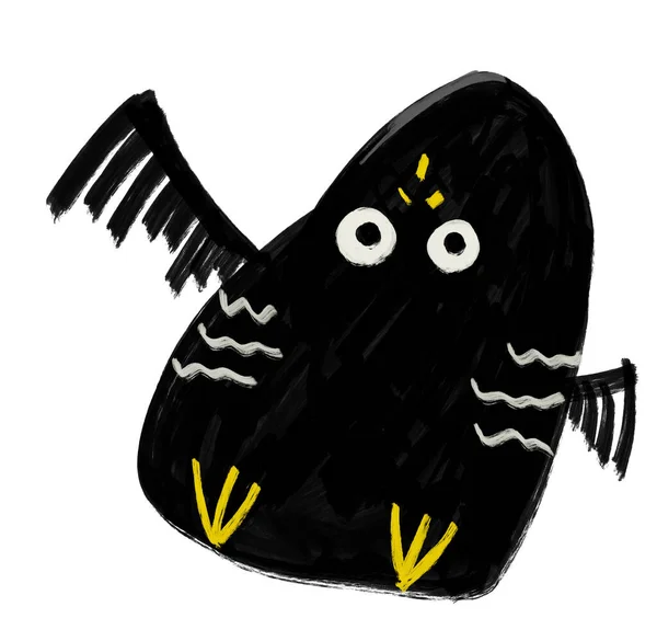 Monster Karakter Illustratie Geel Zwart Leuk Cartoon Doodle Olieverfschilderij Kunst — Stockfoto