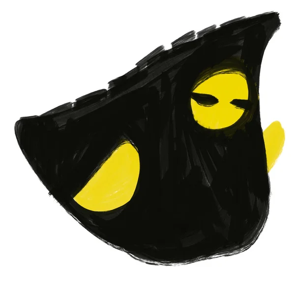 Monstro Personagem Ilustração Amarelo Preto Diversão Desenho Animado Doodle Pintura — Fotografia de Stock