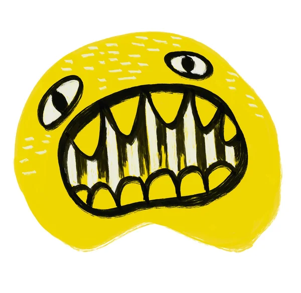 Monstro Personagem Ilustração Amarelo Preto Diversão Desenho Animado Doodle Pintura — Fotografia de Stock