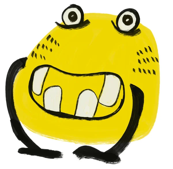 Monstruo Personaje Ilustración Amarillo Negro Divertido Dibujos Animados Doodle Pintura —  Fotos de Stock