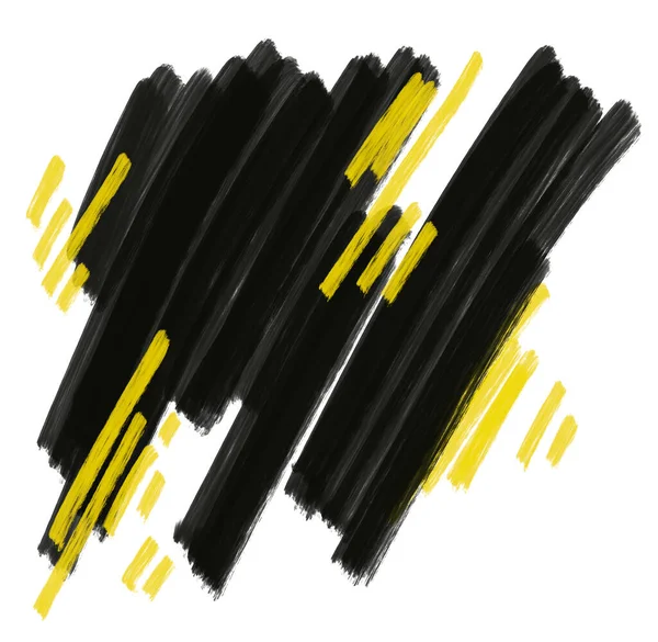 黄色の黒のパターン要素の落書きスケッチ油絵ブラシテクスチャ背景芸術 — ストック写真
