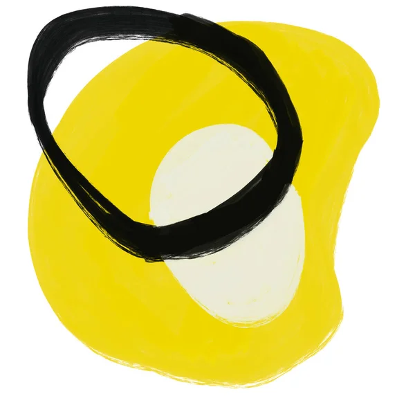 Żółty Czarny Wzór Element Doodle Szkic Olej Malarstwo Pędzel Tekstury — Zdjęcie stockowe