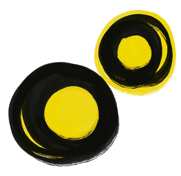Элемент Чёрного Узора Желтого Цвета Рисунок Масляной Кистью Фоне Художественного — стоковое фото