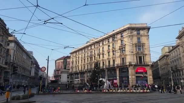 Mailand Italien Dezember 2022 Piazza Cordusio Berühmte Einkaufsstraße Zentrum Mailands — Stockvideo