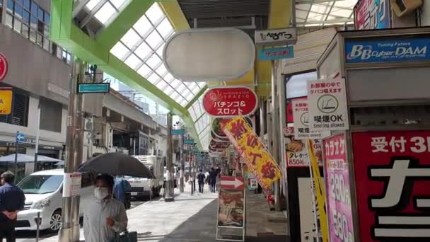 Kobe Japan Mei 2023 Sannomiya Treinstation Lopen Straat Gebied Rundvlees — Stockvideo