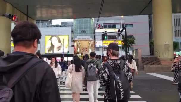 Osaka Japan May 2023 Tourists Cross Street Walking Ebisu Bashi — Stock Video