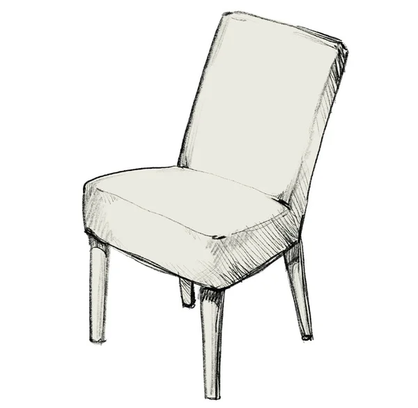 Linie Zeichnung Stuhl Innenraum Haus Möbel Schwarz Und Weiß Bleistift — Stockfoto