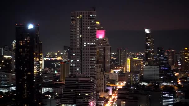Bangkok Thailand Apr 2022 Silom Downtown Street Area Twilight Night — Stockvideo