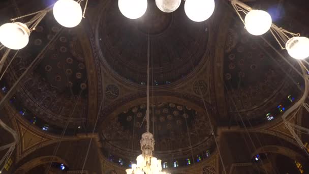 Mesquita Muhammad Ali Cúpula Interior Isalâmica Bela Arquitetura Teto Padrão — Vídeo de Stock