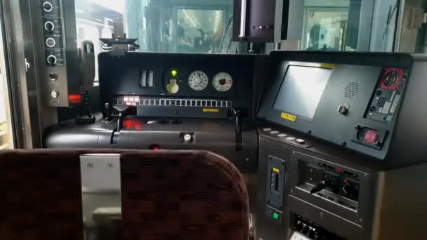 Tokio Japonia Maja 2023 Train Control Room Seat Electric Board — Wideo stockowe