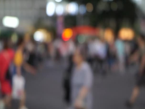 Unschärfe Geschossen Japan Berühmten Shinuya Kreuzung Kreuz Den Abendhimmel Und — Stockvideo