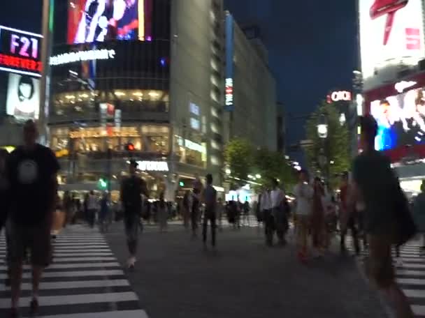 Tokyo Japan Sep 2016 Shibuya Kruising Beroemde Kruising Bij Schemering — Stockvideo