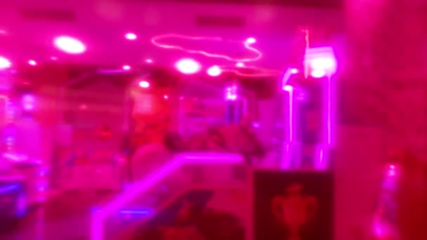 Pink Neon Blur Game Center Game Arcade Fun Energitic Area — Stock Video