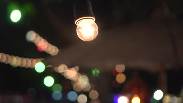 节日灯笼派对泰国北部风格的宴会在夜间伞式夏季节庆 — 图库视频影像
