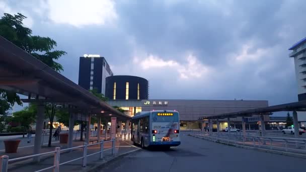 Hakodate Japan Jun 2023 Bus Station Front Ekimae Sunset Travel — Stock Video