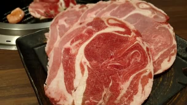 成吉思汗大餐羊肉片日本北海道特色烤肉 — 图库视频影像