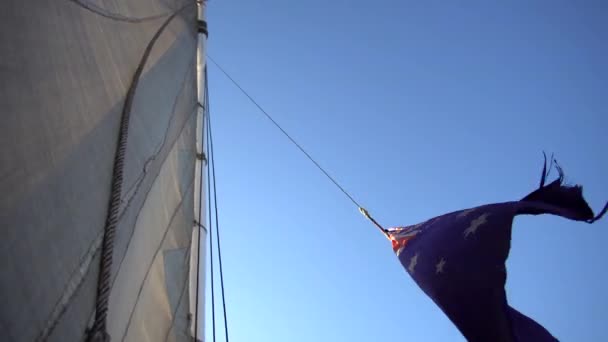 Cestování Nilu Řeka Asawan Egypt Felucca Loď Plachty Vítr Obloha — Stock video