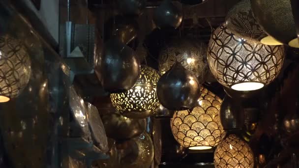 Cairo Egipto Khan Mercado Isalamic Estilo Lámpara Linternas Hermoso Arte — Vídeos de Stock