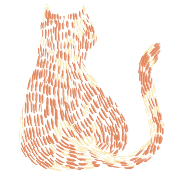 Cat Kitten Stitch Embroid Style Illustration Art Thread Immitate Hand — Stock Photo, Image