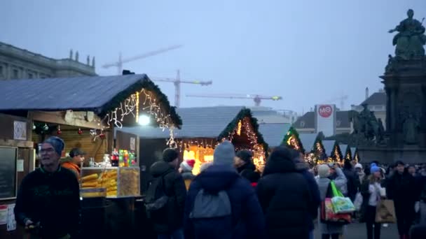 Вена Австрия Декабря 2022 Года Люди Гуляющие Площади Марии Терезии — стоковое видео