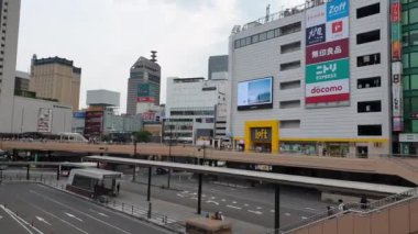 Sendai, Japonya 18 Haziran 2023 Pan Panorama manzaralı Sendai JR istasyonundan