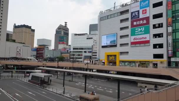 Sendai Japonia Cze 2023 Panoramiczny Widok Stacji Sendai Chodniku — Wideo stockowe