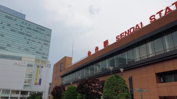 Sendai Japão Jun 2023 Panorama Panorâmico Estação Sendai Passarela Ver — Vídeo de Stock