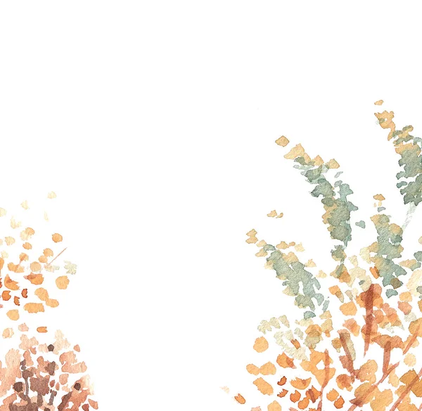秋天红叶水彩画背景复制空间艺术 — 图库照片