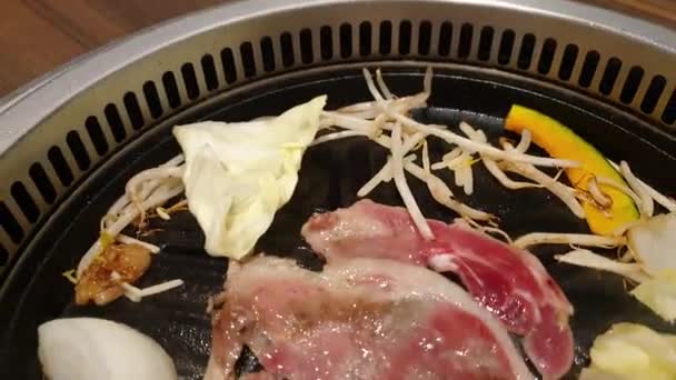 北海道有名的美味佳肴羊肉 成吉思汗羊肉 — 图库视频影像