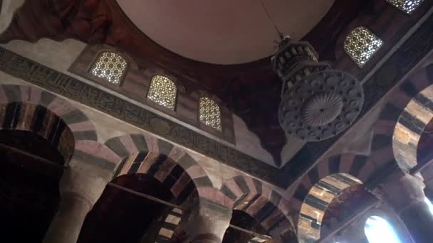 Caire Égypte Muhummad Ali Mosquée Détails Intérieurs Design Avec Lustre — Video