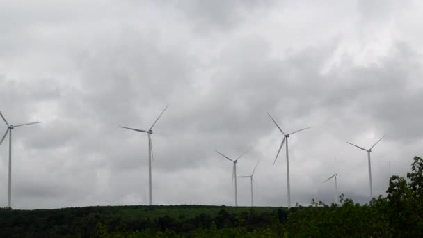 Time Lapse Windmill Wind Energy Farm Work Well Cloudy Sky — Vídeo de stock