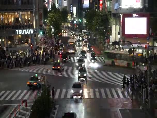 Tóquio Japão Setembro 2019 Shibuya Cruzando Famosa Interseção Junção Multidões — Vídeo de Stock