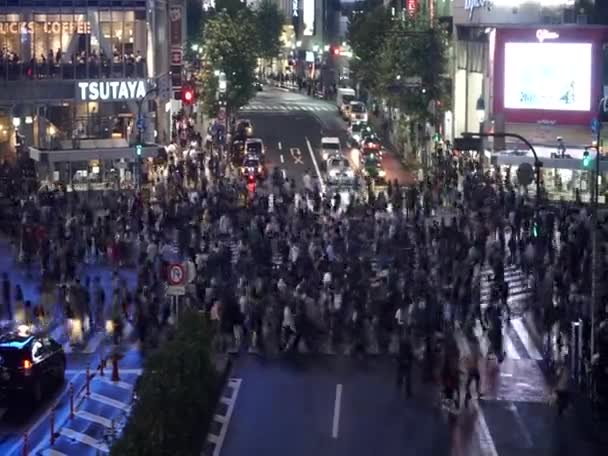 Tokyo Japonya Eylül 2019 Shibuya Japonya Başkentinin Dünyaca Ünlü Kavşağından — Stok video