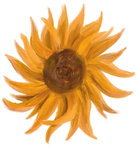 Pictura Ulei Floarea Soarelui Impresionism Perie Pentru Ochelari Soare Stil Fotografie de stoc