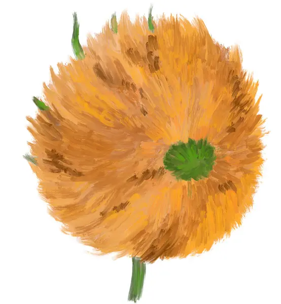 サンフラワーオイル絵画印象ブラシビンセントバンゴーフスタイル夏の花イラスト ストック画像