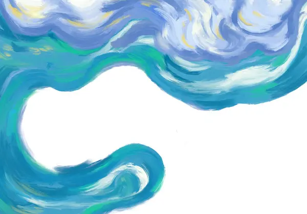 Vincent Van Gogh Tarzı Buğday Tarlası Gökyüzü Yağlı Boya Elementi - Stok İmaj