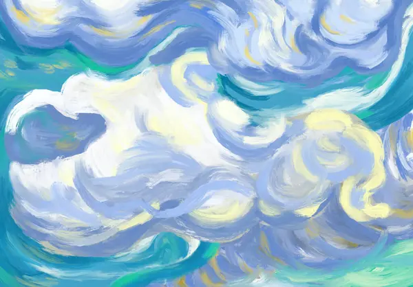 Vincent Van Gogh Tarzı Buğday Tarlası Gökyüzü Yağlı Boya Elementi Stok Resim