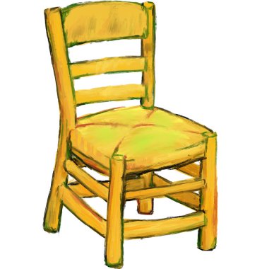 chair from Bedroom in Arles famous furniture from vangogh painting illustration art clipart