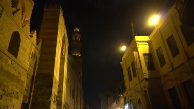 Kahire Mısır Han pazar simgesi mimarisi geceleyin