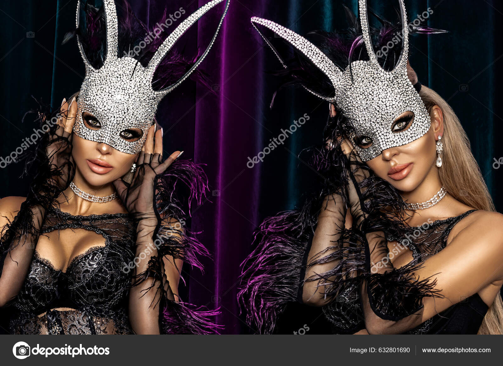 Sexy Žena Modelka Dívka Karnevalovou Maskou Erotické Dámské Prádlo Maškarní  — Stock Fotografie © marcink3333 #632801690