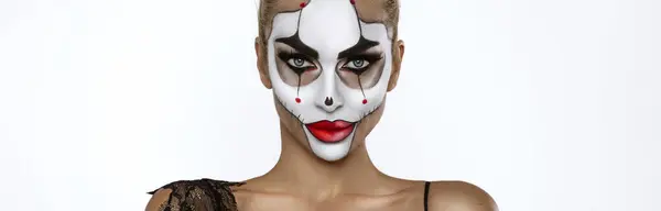 Sexig Kvinna Ballerinasmink Halloween Halloween Makeup — Stockfoto
