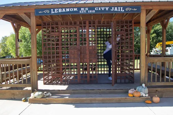stock image Lebanon City Jail East. 1910 Lebanon, Kansas Oct. 7, 2023 Historical Site Visitor Center. High quality photo
