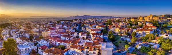 Aerial Drone Kilátás Régi Bizánci Kastély Híres Város Thesszaloniki Vagy — Stock Fotó
